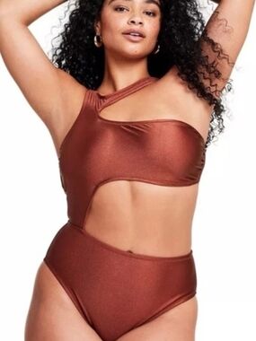 Fe Noel x TARGET Copper One-Shoulder Cutout One-Piece Swimsuit